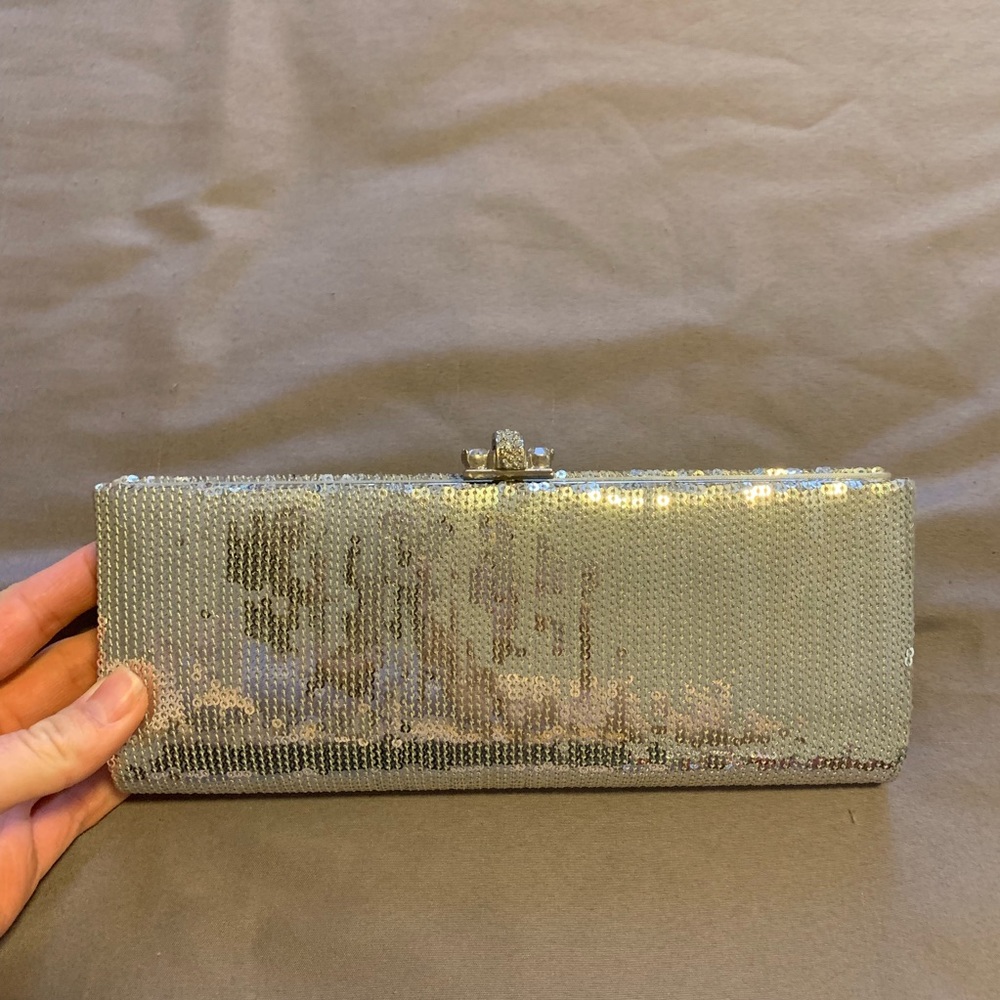 Silver Sequin Clutch